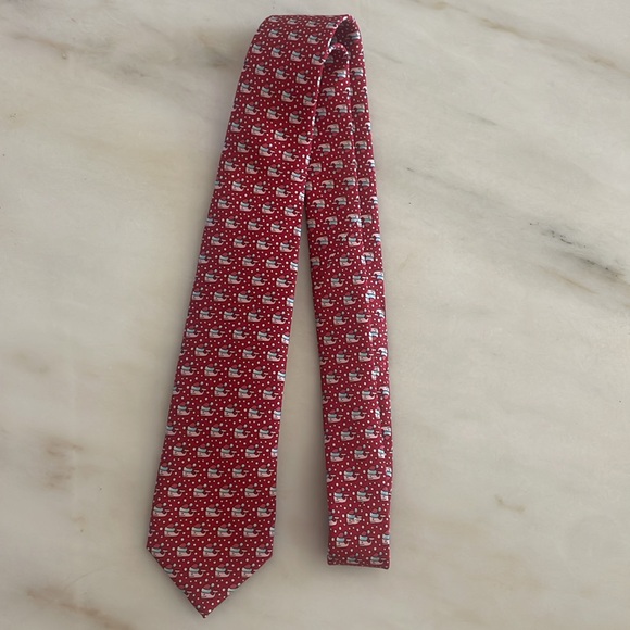 VINEYARD VINE'S Boys Santa SILK Neck Tie Red Christmas - Picture 3 of 7